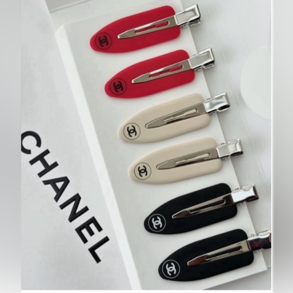 CHANEL Other - NIP CHANEL Beaute Red, Beige, and Black Hair Clip Trio